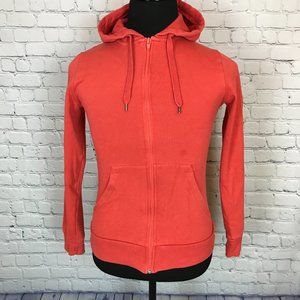 H&M Mens Orange Full-zip Basic Hoodie